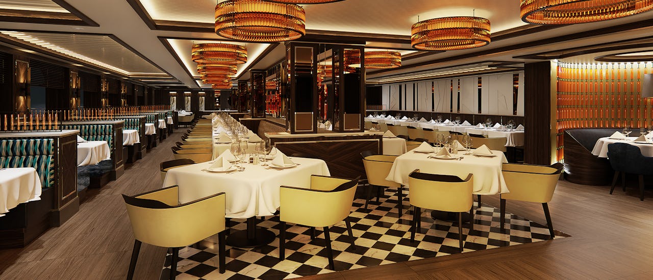 The Crown Grill with a modern, sleek design and theater-style kitchen