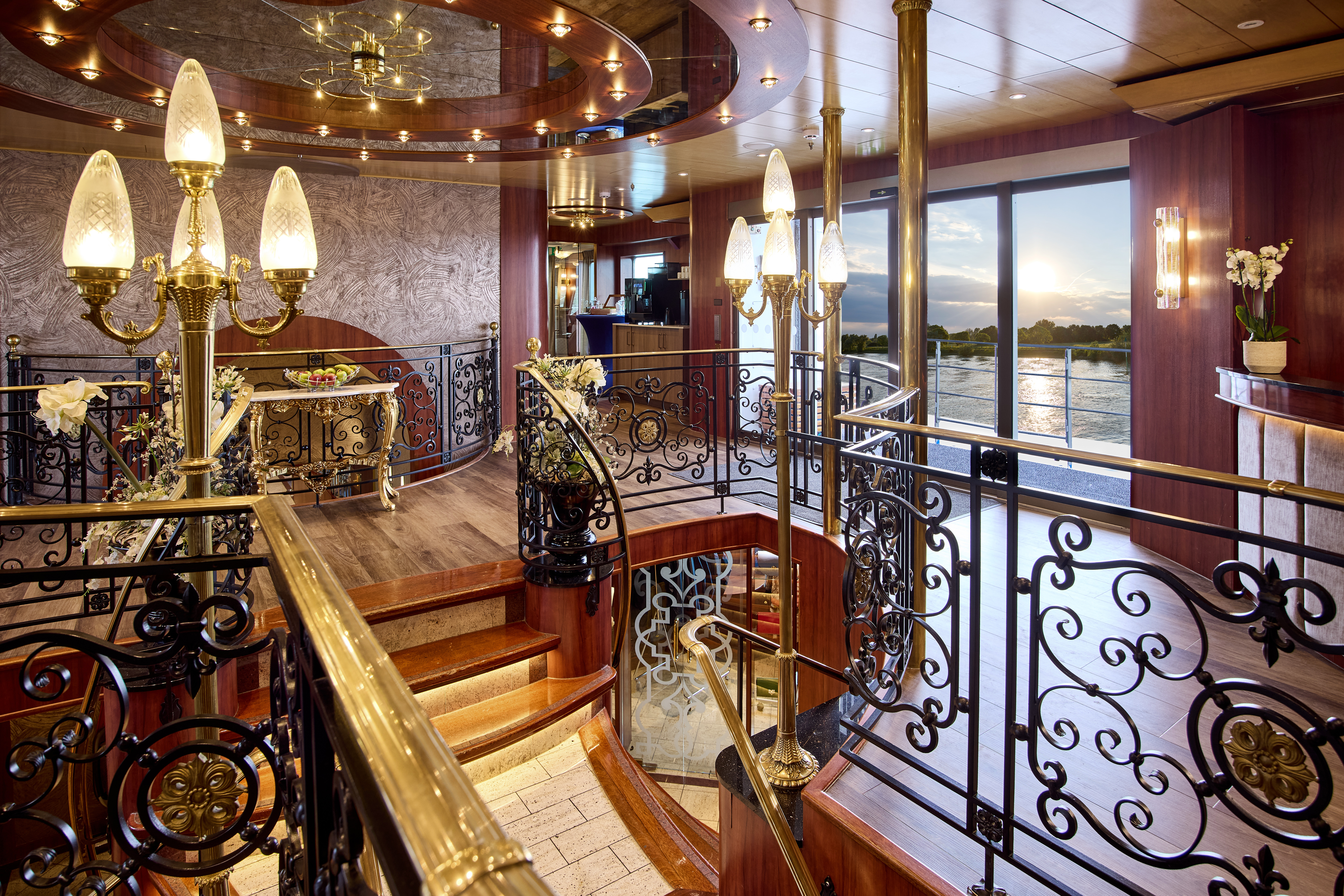 You are welcomed aboard through a welcoming lobby