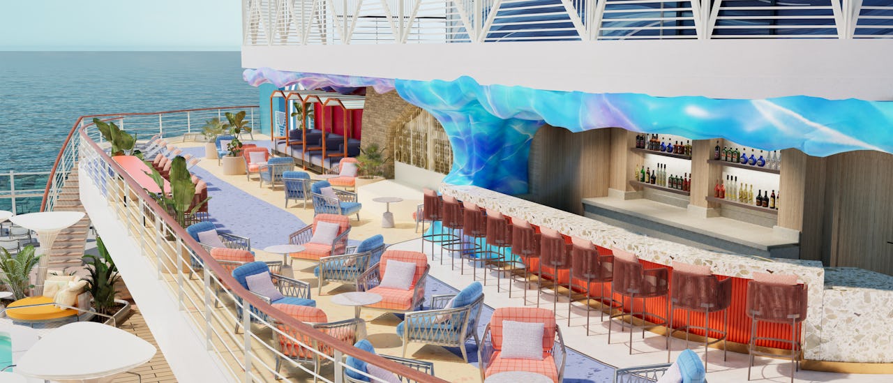 Ocean Heights offers relaxed outdoor bars and cabanas, plus a family-friendly board game zone for easy, carefree fun.